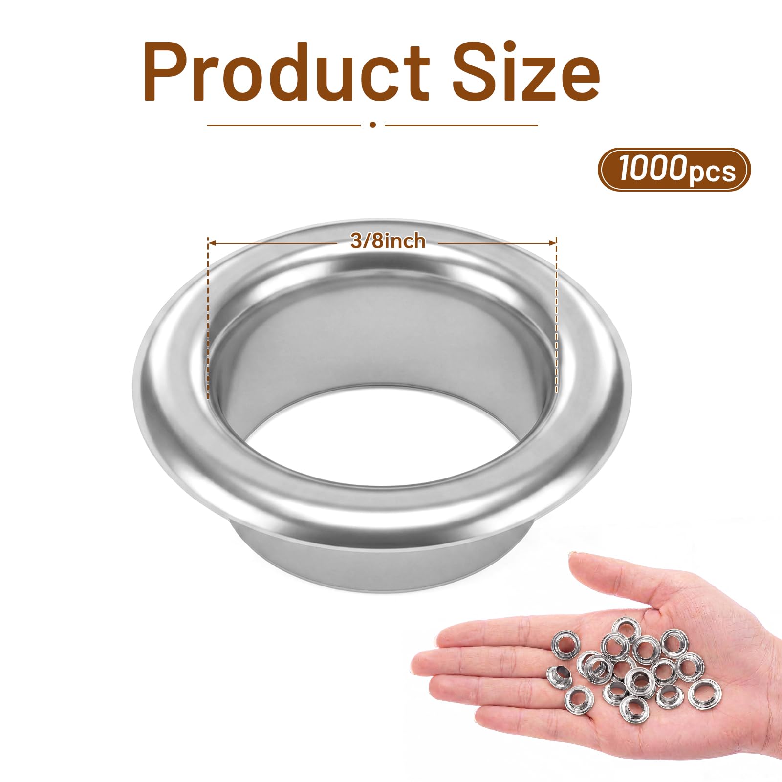 1000 set di attrezzi per gomme, tra cui 1000 occhielli e 1000 rondella con finitura in nichel, occhielli per vestiti, scarpe, borse, artigianato in pelle, progetti fai da te (12)