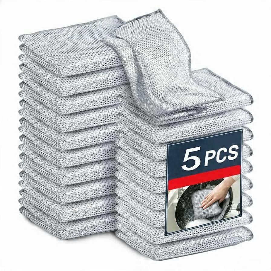 softvibes reusable non‑scratch cleaning cloths | eco‑friendly, odor‑free, extra‑durable dishcloths for utensils & kitchen | multipurpose stainless mesh scrubber (pack of 20)