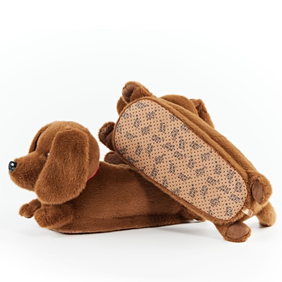 Image of ooohyeah Women's Funny Animal Hug Plush Non-Slip Slippers, Novelty Cute Cozy Warm Slippers with Grips for Women