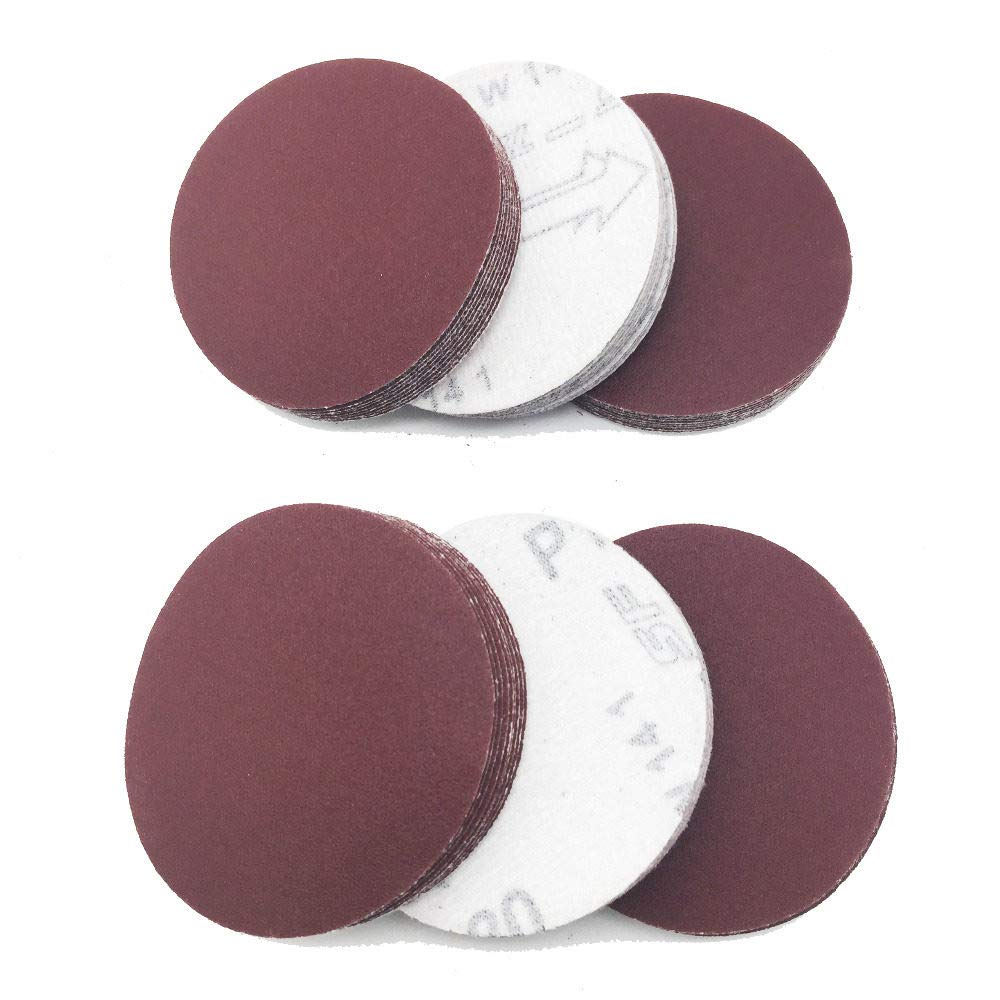 HIFROM Lot De 60 Disques Abrasifs De 12,7 Cm Sans Trou Avec Crochet Et Boucle En Papier Abrasif Grain 180 En Oxyde D'aluminium