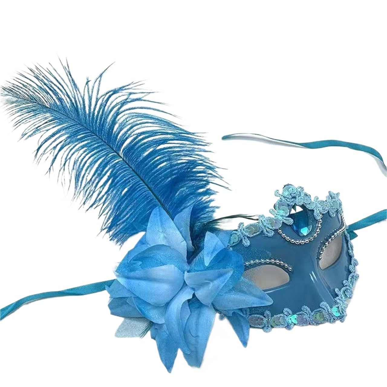 3 pezzi di piume strass donne mascherata maschera fiore pizzo moda metà viso sexy cosplay festa ballo