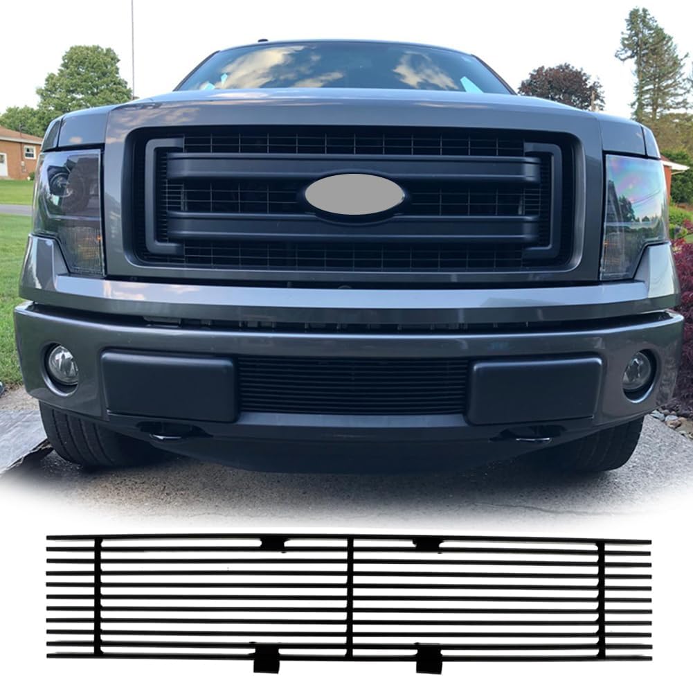 Grill Inserts Compatible with 2009-2014 F150 Solid Aluminum Billet Front Grille (Black)
