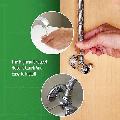 Miniatura 5 de Highcraft - Manguera trenzada para lavabo, conector hembra, ajuste de compresión (49328)