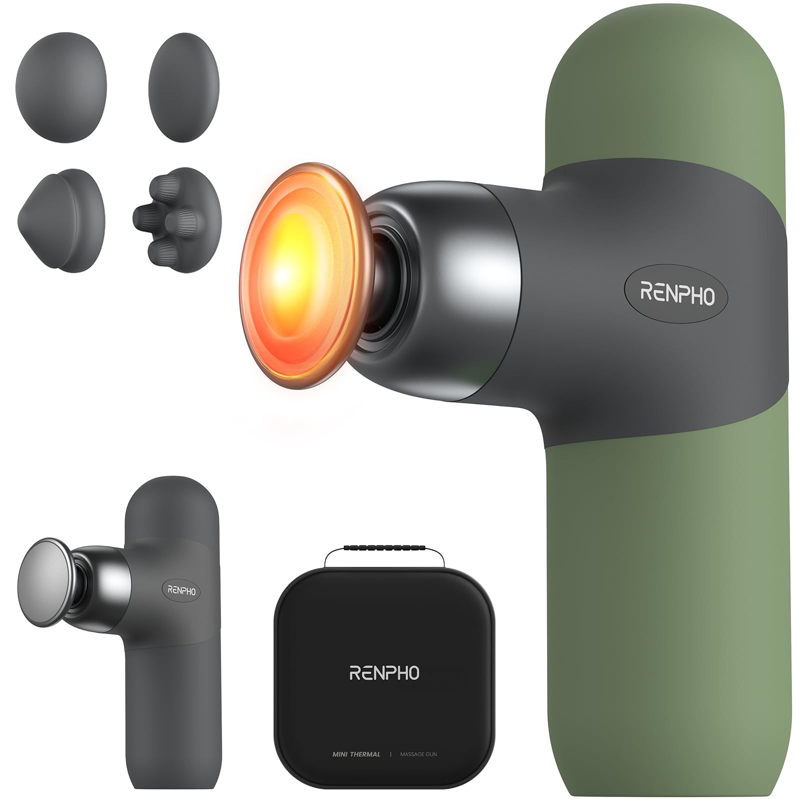 RENPHO Mini Thermal Massage Gun with Heat, Color Silicone Casing, 4 Speeds