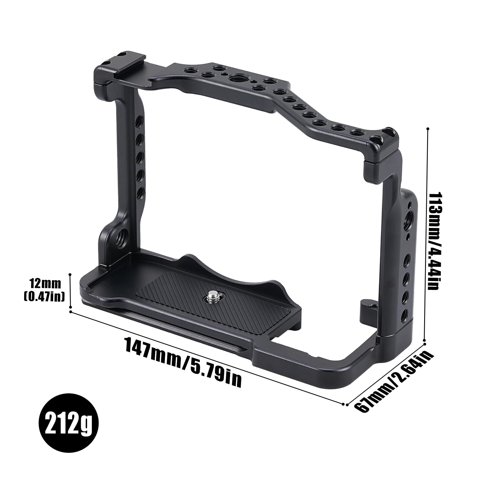 Hersmay Jaula A7 V con asa superior, jaula de aleación de aluminio para cámaras Sony A7 V sin espejo, estabilizador de aparejo de grabación de video con montaje de 0.25 pulgadas y agujero de