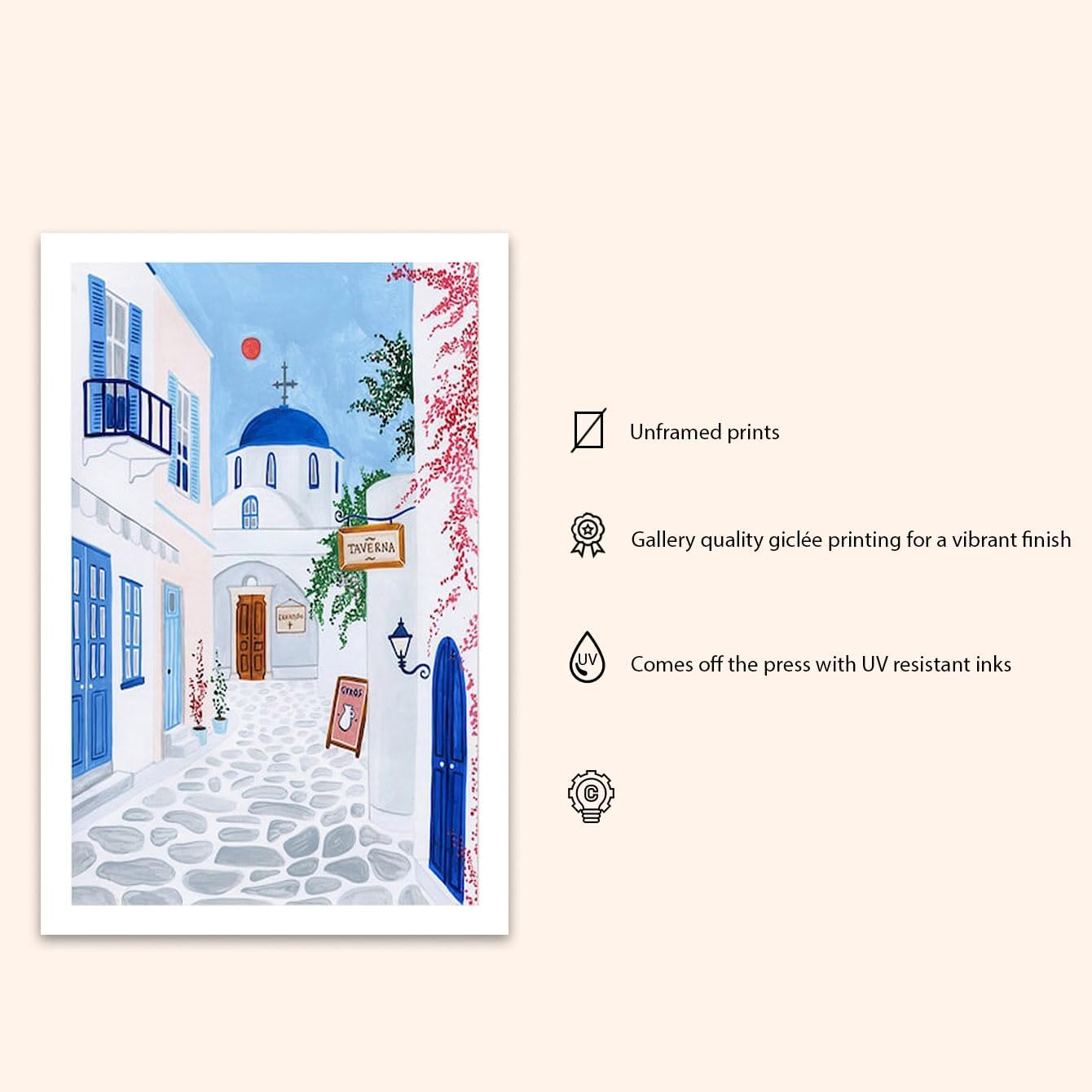 Nationcog Paros Greece Travel Art Print, Wall Decor Poster, Santorini Mykonos Home Decoration(Unframed) (27x40)