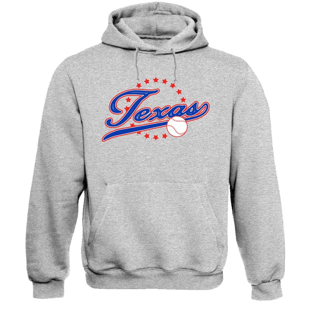 Pro Baseball Vintage Team Men's Retro Fan Apparel, Texas - Sport Grey Hoodie, X-Large
