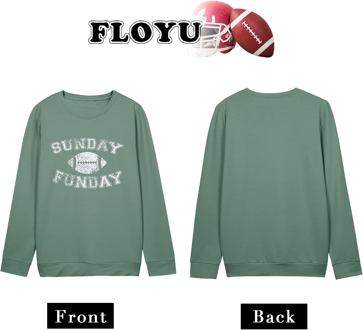 FLOYU Women Sunday Funday Sweatshirt Cute Football Graphic Pullover Game Day Weekend Tops Casual Football Season Shirt - Image 5