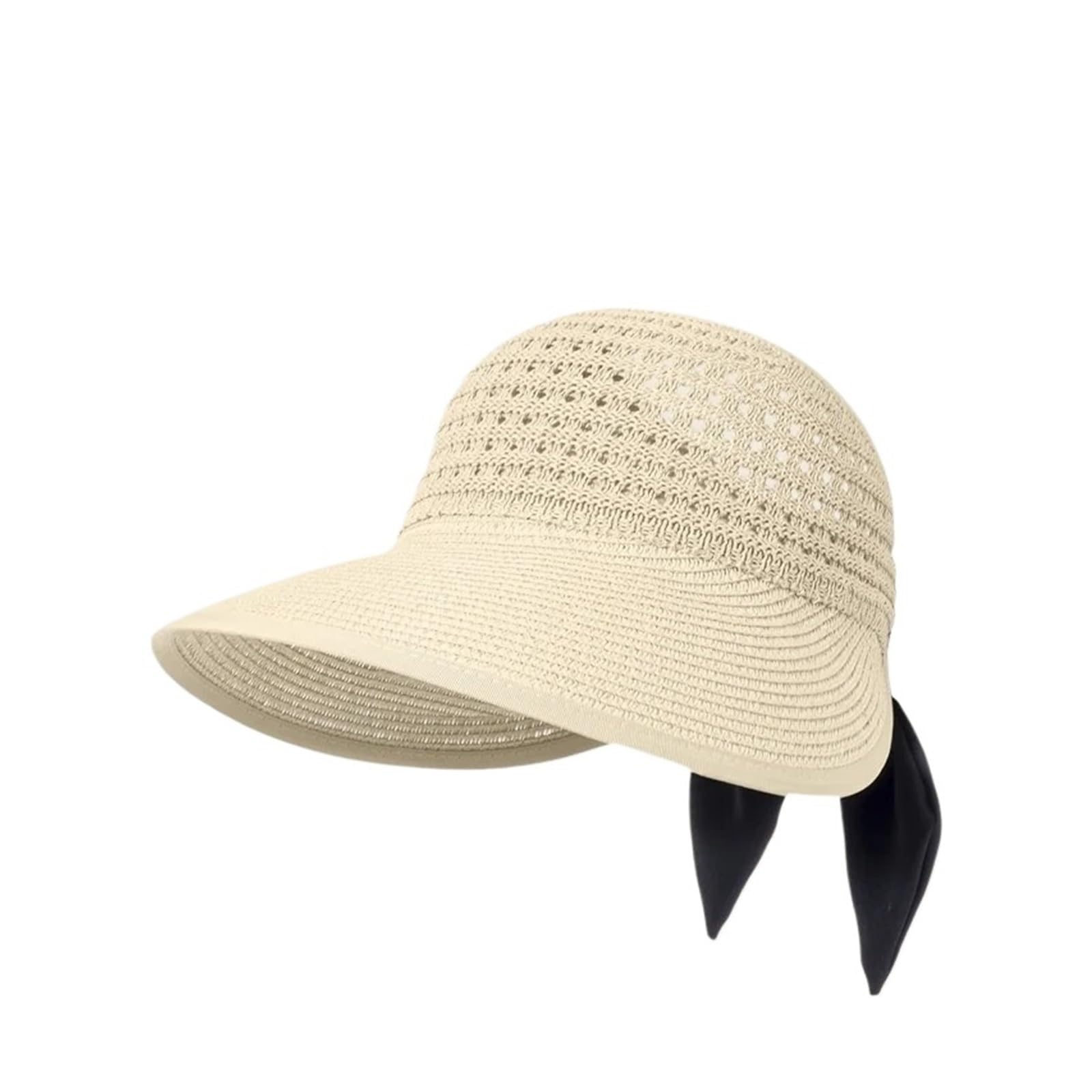 Generico Cappello da sole estivo in paglia traforata: cappello esterno versatile, casual, traspirante, regolabile, a tesa larga