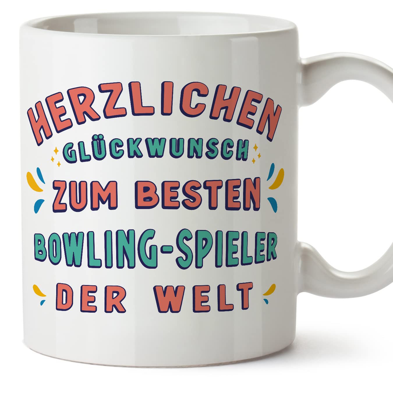 MUGFFINS Bowling Player Man Mug - in German - Glückwunsch du bist der Beste - Funny Gift for Colleagues - Ceramic 11oz Mug
