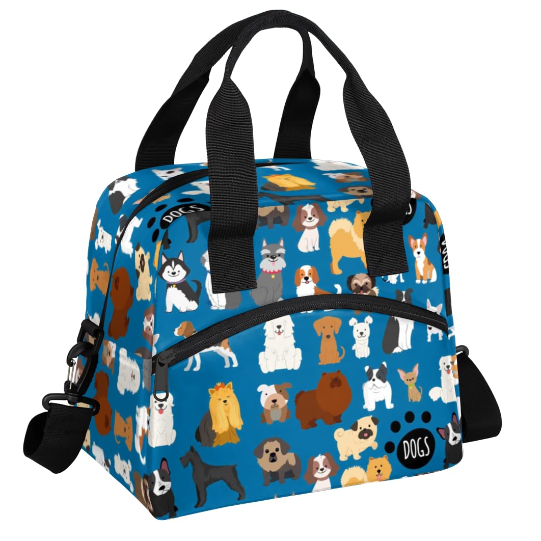 Kawaii Dog Insulated Lunch Bag for Women Men Reusable Lunch Box Cooler Bag Large Leakproof Lunch Tote with