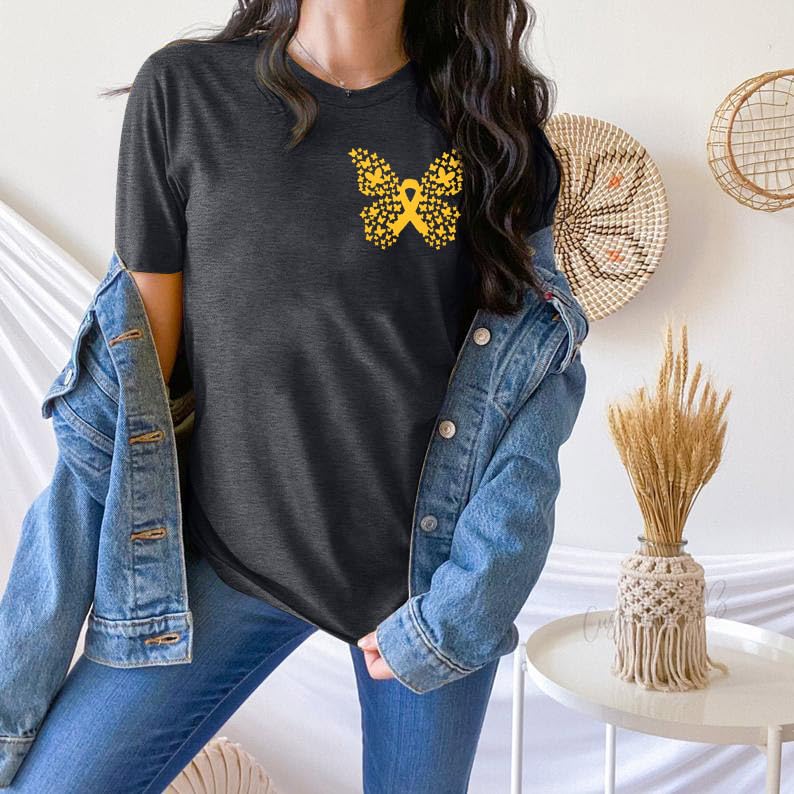 Childhood Cancer Awareness Shirt Woman in September We Wear Gold Tshirt Pediatric Cancer Shirts Cancer Support Gift Tee2