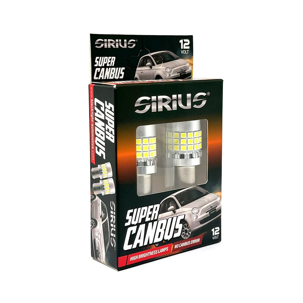 Sirius - Lampade LED 21W, Lampade di Servizio, Compatibili 100% su Auto/Moto, Super Can-bus, P21W 12V - con queste lampade basta spia avaria - Conf. da 1 coppia