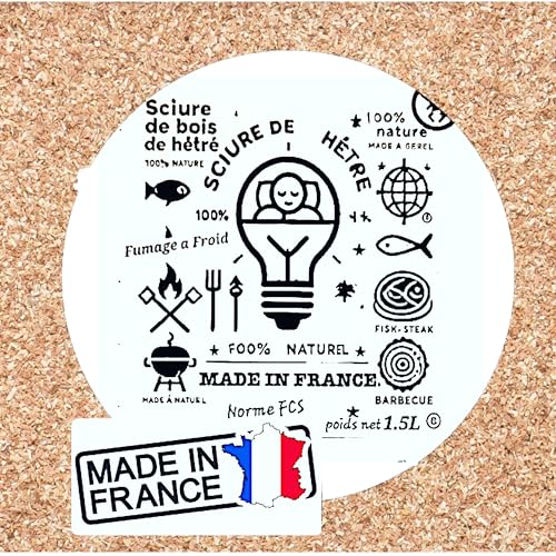 SHADI Sciure de Bois de Hêtre 1,5l pour Fumoir à Viande et Poisson - Copeaux de bois compatible avec fumoirs à froid - Mélange PROFESSIONNEL - MADE IN...