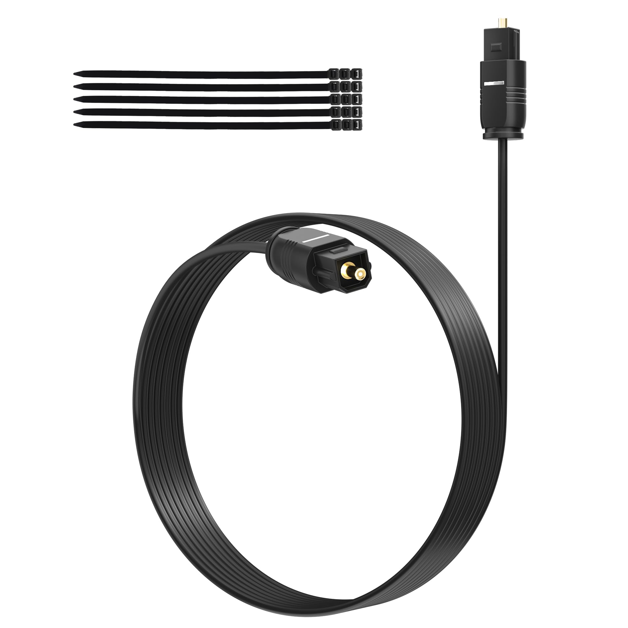 Adoreen Ultra-Thin Slim Digital Optical Audio Cable 30FT, Fiber Optic SPDIF Toslink Cord…
