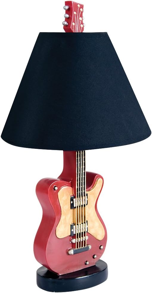 Hand Painted Ceramic Guitar Table Lamp