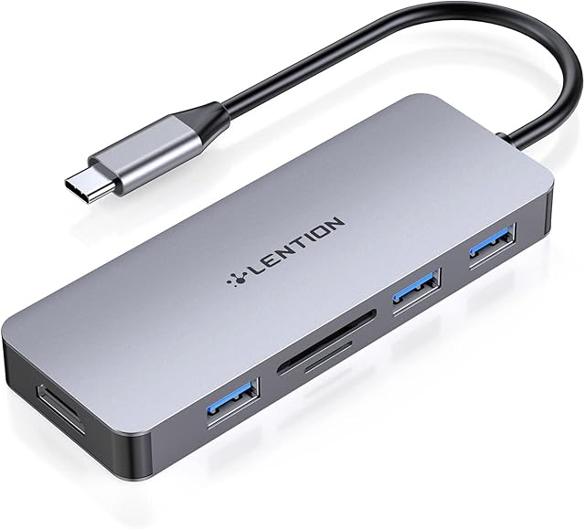 LENTION USB C Hub with 4K HDMI, 3 USB 3.0, SD/Micro SD Card Reader Compatible 2022-2016 MacBook Pro/Air 13/14/15/16, New Mac Air/Surface, Chromebook, Multi-Port Adapter (C18, Space Gray)