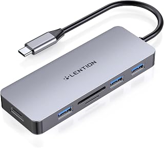 LENTION USB C Hub with 4K HDMI, 3 USB 3.0, SD/Micro SD Card Reader Compatible 2023-2016 MacBook Pro, New Mac Air/Surface, Stable Driver Certified Multi-Port Adapter (CB-C18, Space Gray)