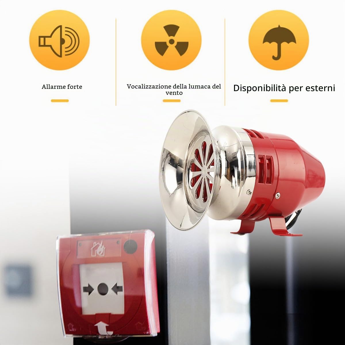 Industrielle Sirena di Allarme MS-390 - 120dB Motore Resistente in Acciaio 220V 100W ad Alta Decibel -30℃ Resistente al Freddo Suono Continuo (Rosso)
