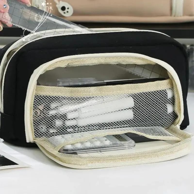 Image of DEOXY Panda Themed Pencil Case with Super Large Capacity Cute Pencil Box - Aesthetic School Supplies Big Stationery Bag Zipper Pencil Pouch for Girls & Boys(Panda Traveller)