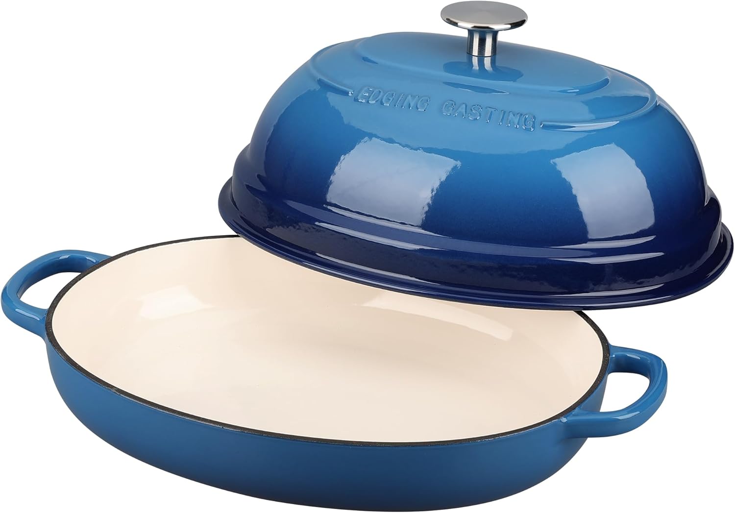 Enameled Oval Cast Iron Dutch Oven Pot with Lid, Bread Dutch Oven for Sourdough Bread Baking, Dutch Oven Bread, Bread Oven, 6QT, Lake Blue - Image 4