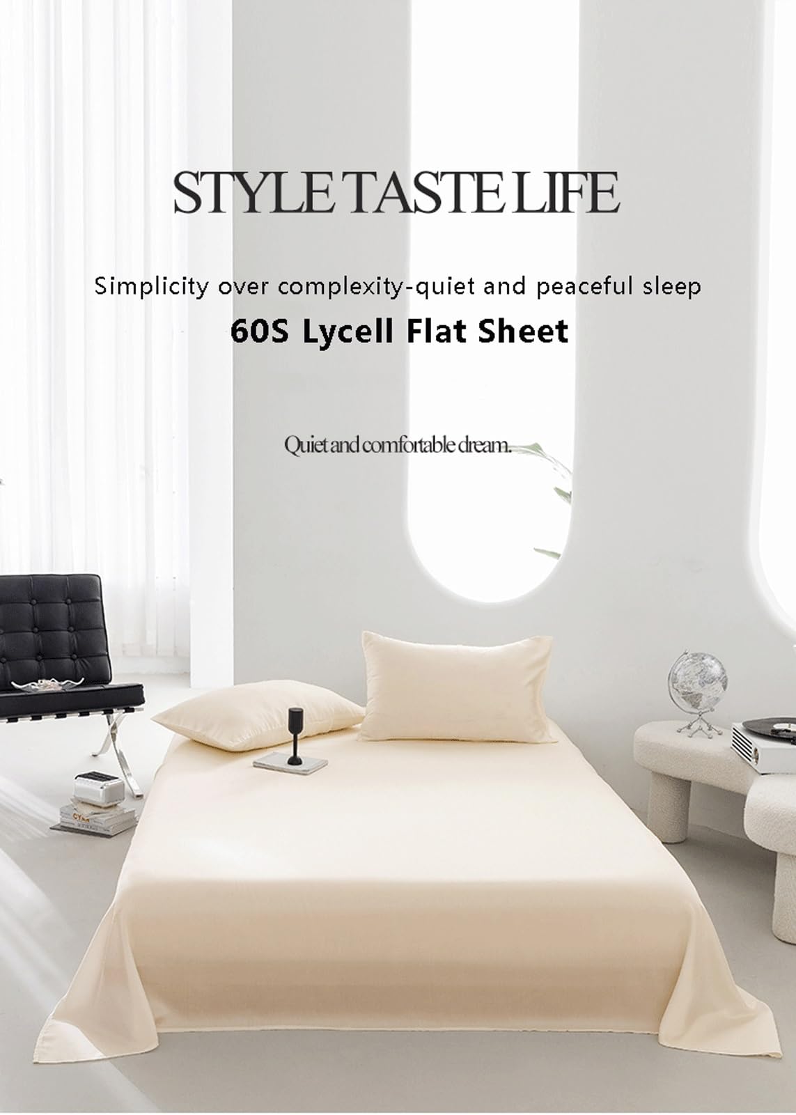 RUZGAR 100% österreichische Eukalyptus Bettlaken Tencel-Lyocell Betttuch Laken Leintuch Haustuch ohne Gummizug vielen Größen und Farben Seidig Weich Glatt(Yellow,160x230cm)