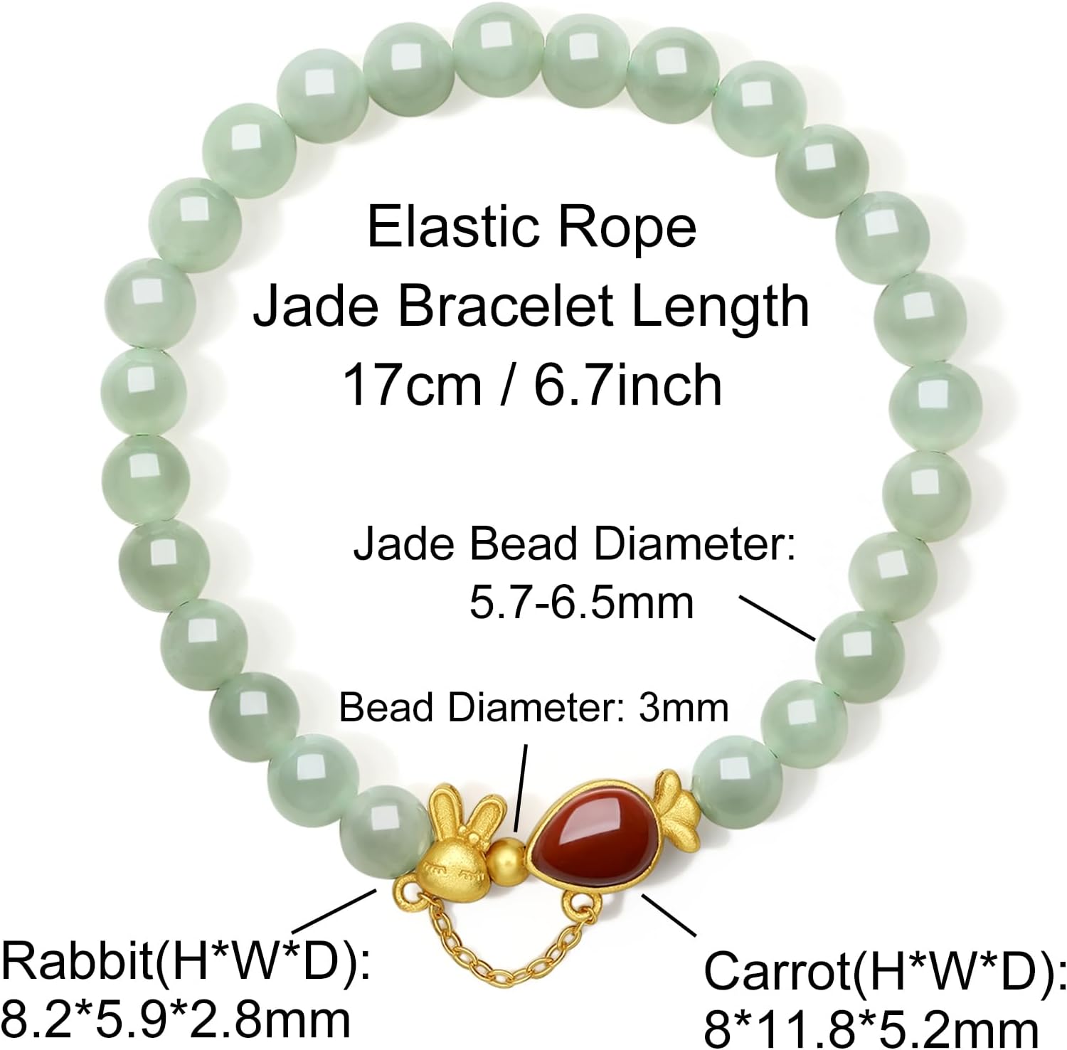 Silver Bracelet Beaded Bracelets for Women Jasper Beads Stretch Red Agate Crystal Healing Stone Lucky Adjustable Bangle Gold Carrot Charm Bead Chain Fengshui Green Gemstone Colorful Jewelry Elastic Stackable Cute Gifts - Image 3