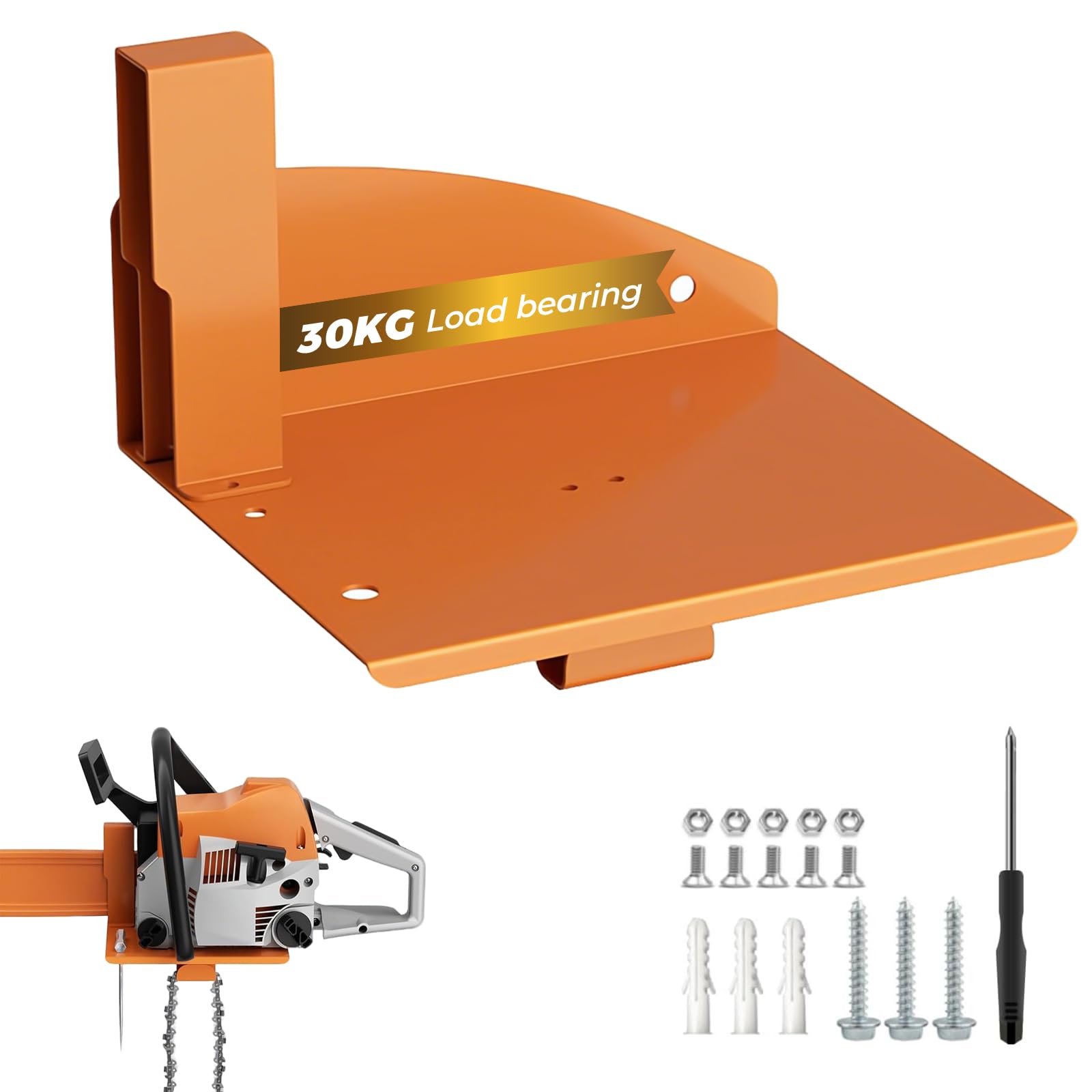 Supporto da Parete per Motosega,Gancio per Motosega Resistente,Regolabile accessori per motosega Con gancio per lama di sega,Adatto a tutti i tipi di angoli, garage e officine,Universale
