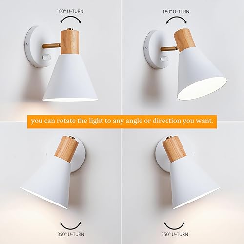 Miniatura 6 de Apliques de pared, lámpara de pared ajustable blanca para dormitorio industrial, iluminación de lavabo de baño para dormitorio, pasillo, sala de