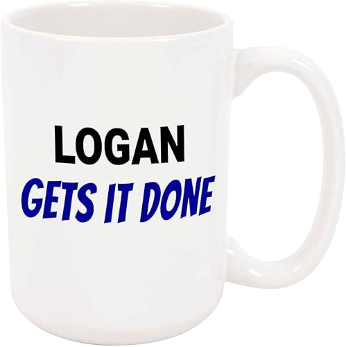 Logan Gets It Done Taza de café – Taza de cerámica personalizada con nombre, taza personalizada, regalo de cumpleaños/Navidad, regalo de vacaciones,