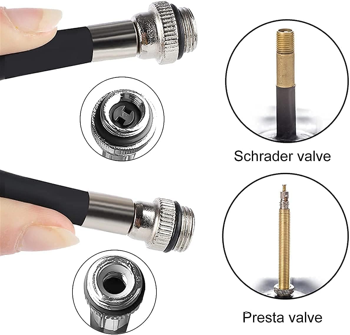 HillMiles Pompa da Bicicletta con Valvole Presta e Schrader, Pompa Pneumatica Portatile da 100 PSI Per Bicicletta Universale ad Alta Pressione con Ago a Sfera Accessori