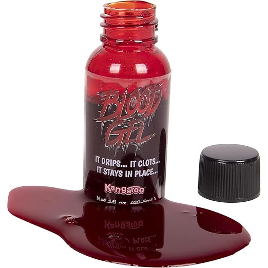 Kangaroo Fake Blood Washable Halloween Makeup for Halloween Costumes, Theatre Play, Cosplays - Vampire accessories Fake Blood Makeup Imitates Bleeding Wounds, Cuts - Zombie Vampire Costume Blood - 1oz