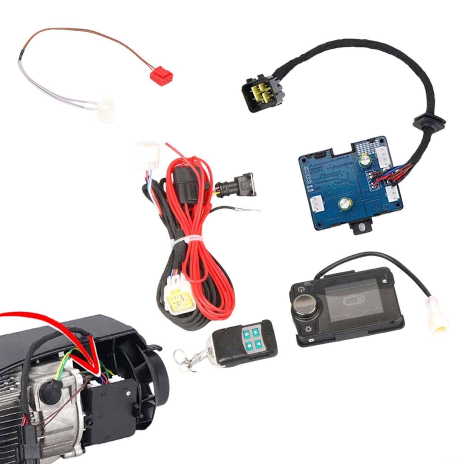 5KW Diesel-Luftheizung mit LCD-Schalter und Fernbedienung,für 12V/24V Fahrzeugen, Bluetooth-Steuerung für Standheizung im Auto, inklusive Controllerplatine und Kabelsatz(12V)