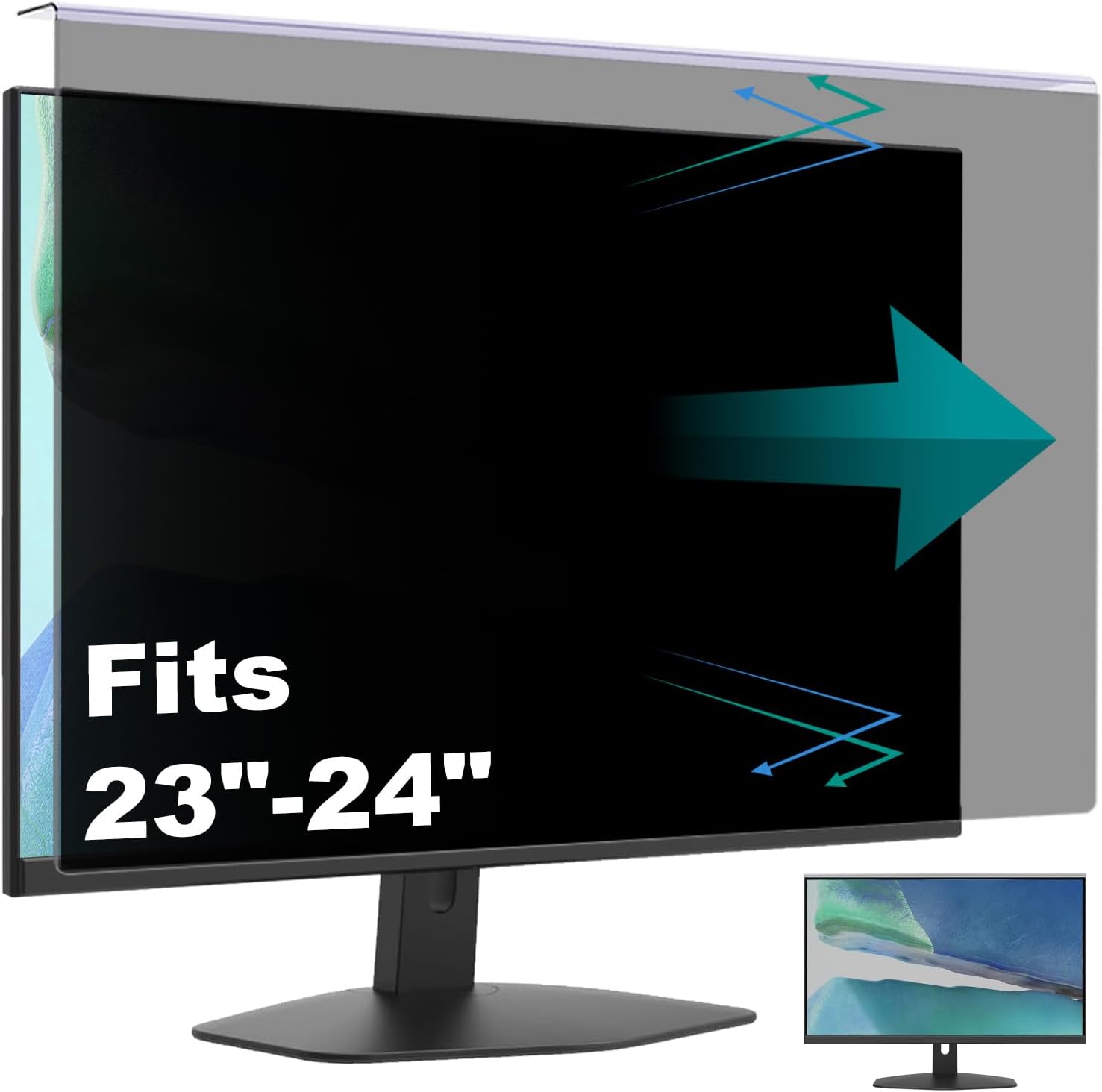 Hanging Computer Privacy Screen Protector Shield Compatible for 23.6/23.8/24 Inch 16:9 Widescreen Desktop Monitor - Anti Glare & Blue Light Filter - Hanging Design for Easy On/Off