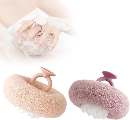 Bola de baño con ventosa de girasol súper suave, cepillos de ducha exfoliantes mejorados, 2 esponjas de baño mágicas exfoliantes, bola de ducha de