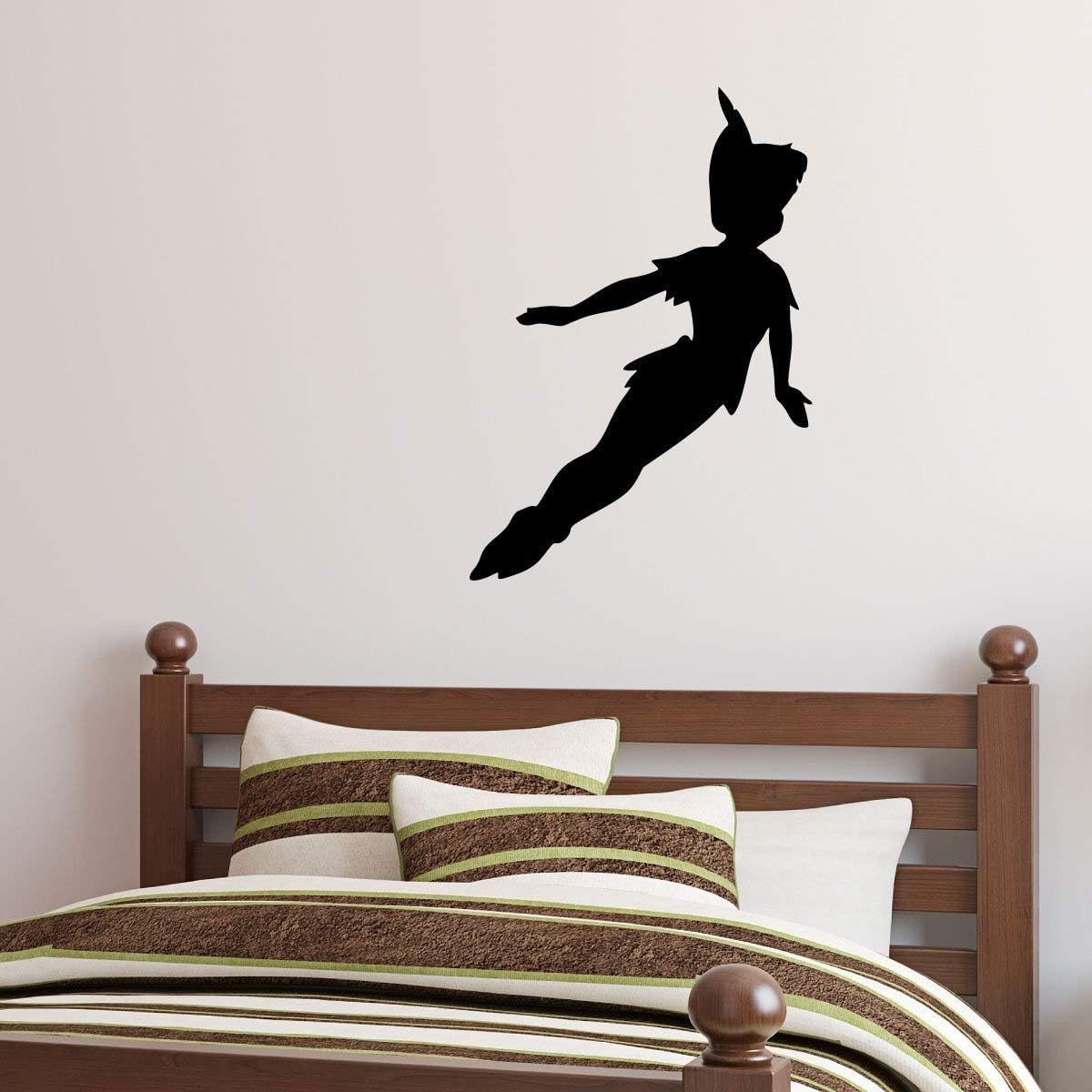 Kids Room Wall Decor - Peter Pan Silhouette Vinyl Decal - Boy or Girl Bedroom Home Decor - Themed Fairy Tale Vinyl Decor for Kid's Bedroom, Baby Nursery, Playroom, Preschool