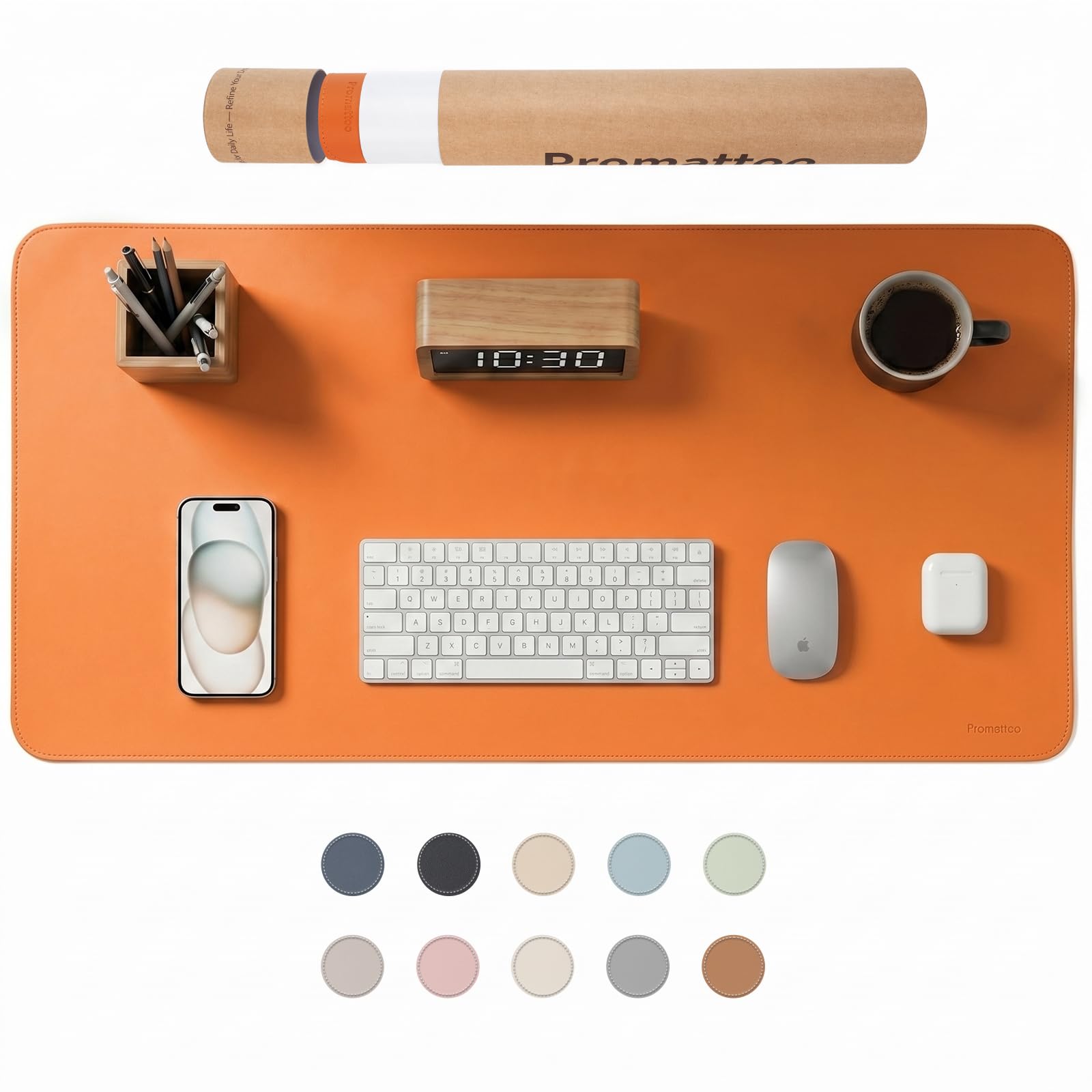 PROMATTOO Large Non-Slip Desk Mat, Waterproof Vegan Leather Desk Pad & Mouse Mat, Extended Desk Protector for Laptop, Office & Home, Smooth Writing Surface with Premium Tube Packaging (80 x 40 cm)