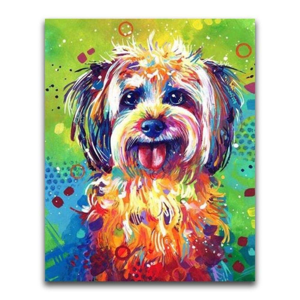 CJWLH Kit di Pittura Diamante 5D Fai da Te Cani Animali di Colore Diamanti Rotondi Cristallo Strass Ricamo Arti Artigianato Decorazione della Parete di casa Senza Cornice 30x40cm