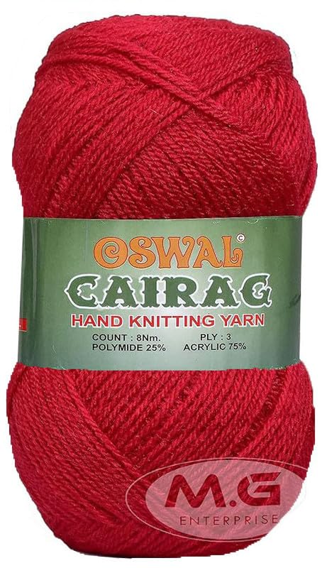 Image of M.G ENTERPRISE Os wal Chirag Red (600 gm) Wool Ball Hand Knitting Wool /Art Craft Soft Fingering Crochet Hook Yarn, Needle Knitting Yarn Thread Dyed FJ