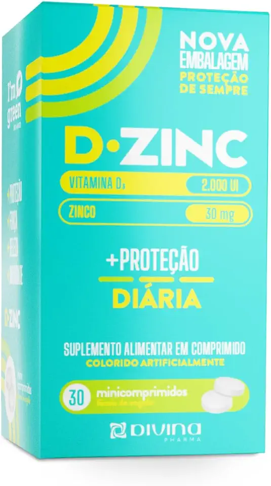 Divina Pharma D-Zinc - Vitamina D 2.000Ui + Zinco 30Mg X 30 Comprimidos