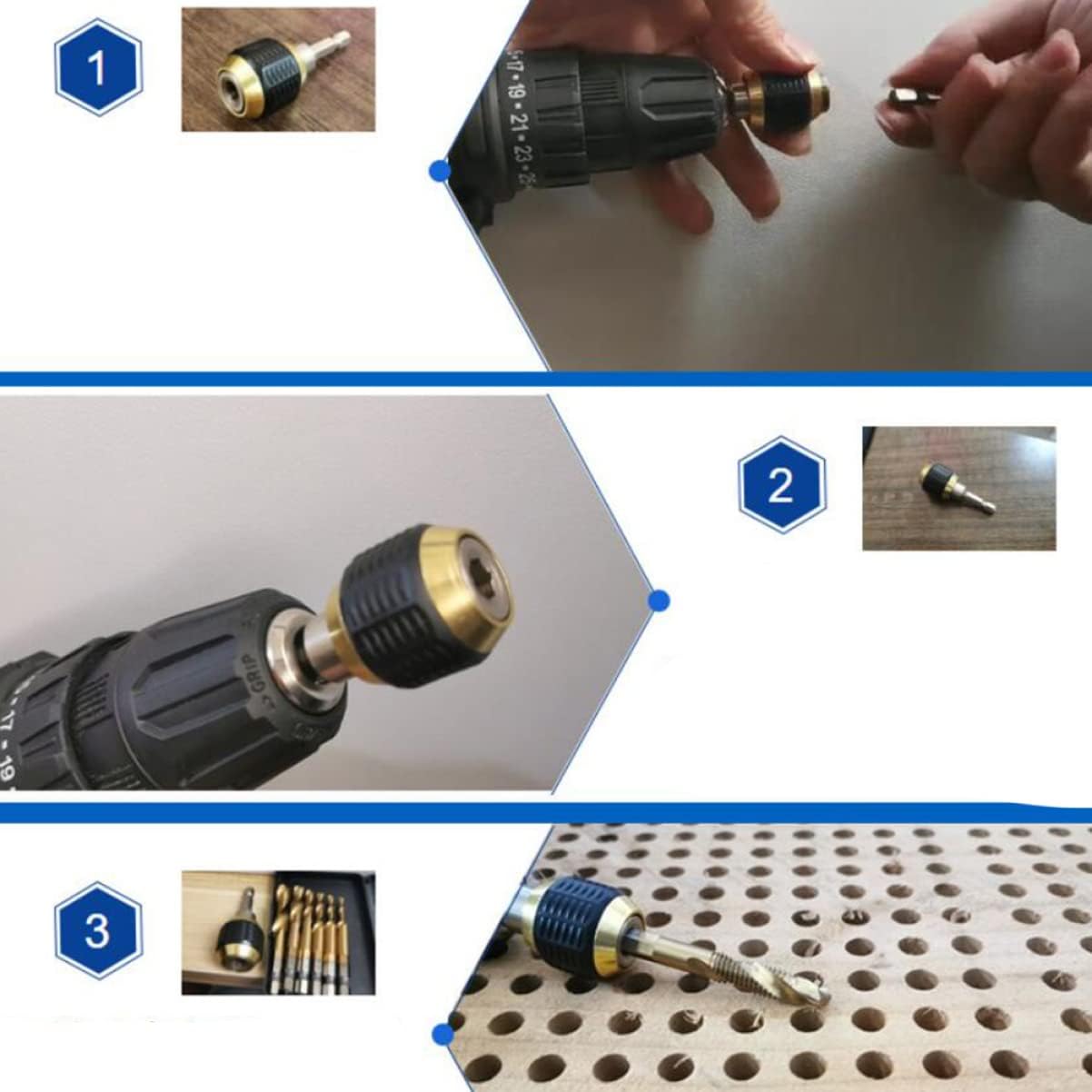 COHEALI Quick Switch Drill Chuck Adapter 1/4 Inch Hex Impact Driver Connector with Self-Locking Pop-up Mechanism for Electric Hand Drill and Screwdriver Bits