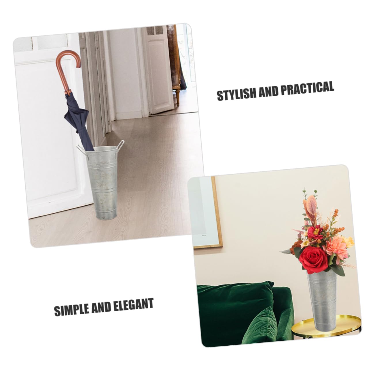 KONTONTY Multi Functional Umbrella Storage Bucket Leak Entryway Umbrella Stand Durable Capacity Holder for Classroom and Home Use Stylish Design Matte