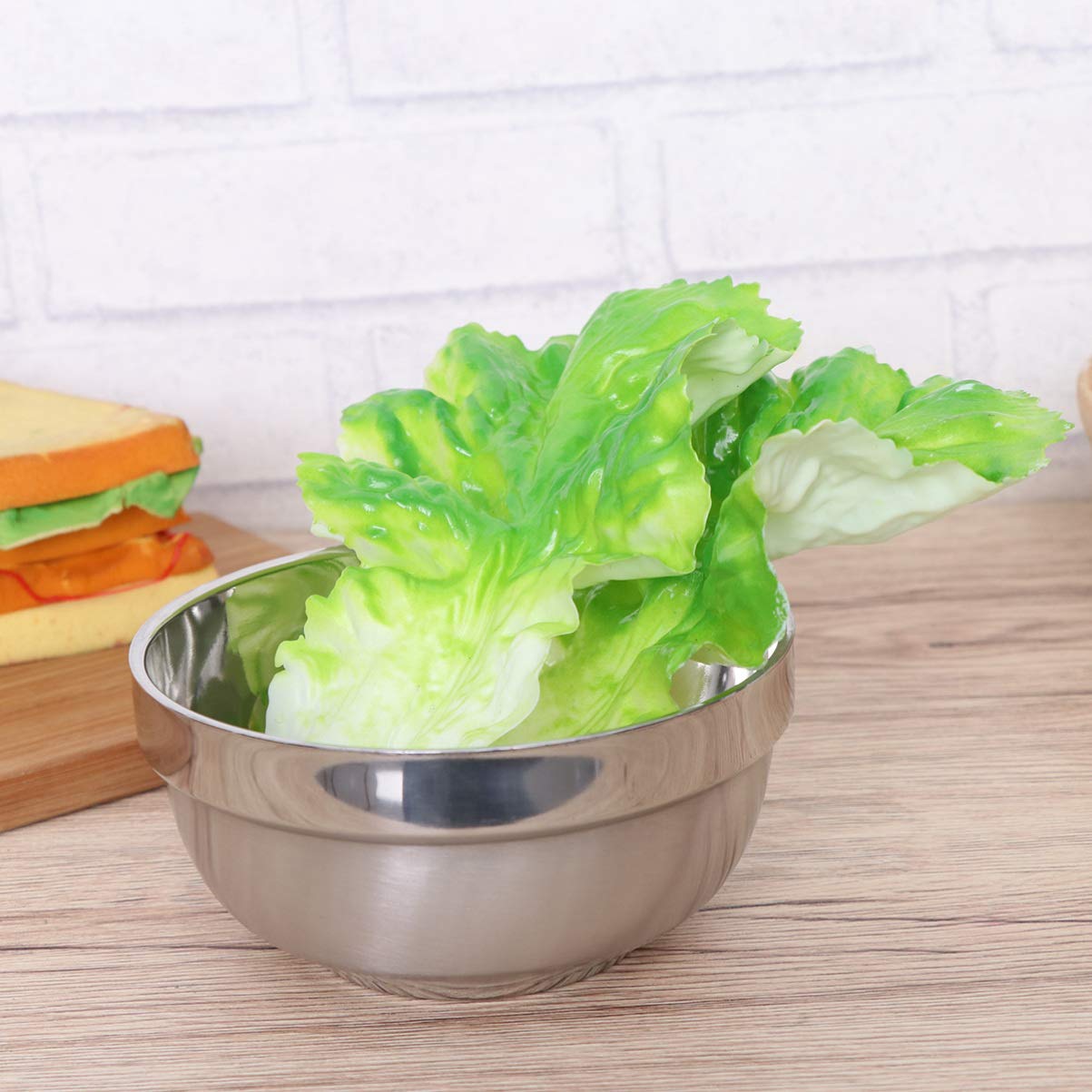 BESTonZON 13 cm Double couche en acier inoxydable Bols anti-chaud isolé bol à soupe bol famille vaisselle vaisselle bols de riz (4pcs)