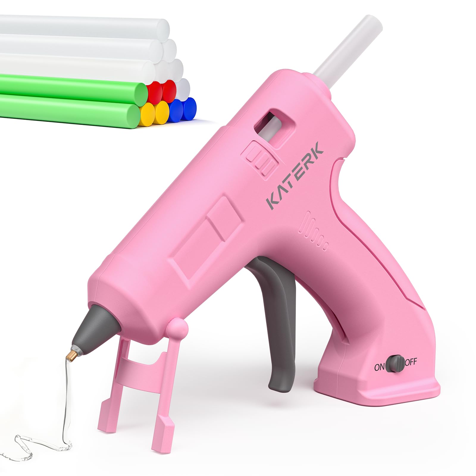 Katerk Hot Silicone Gun, 2000mAH Wireless Hot Glue Guns with 15x7mm Glue Stick, 90S Heating, Glue Gun Suitable for Home Use, DIY – Pink