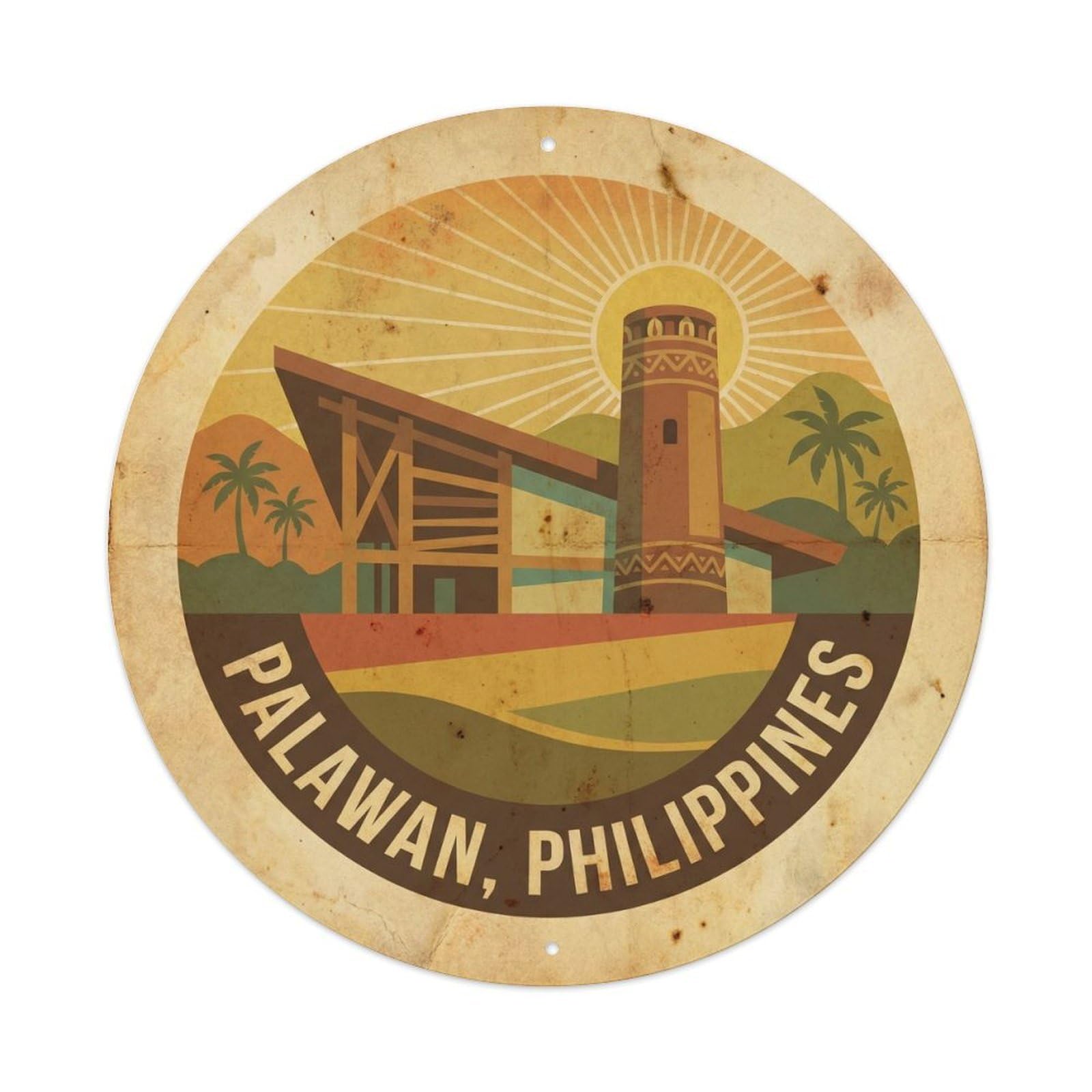 Palawan Philippines Beach Travel Vintage Heritage Route Metal Tin Sign