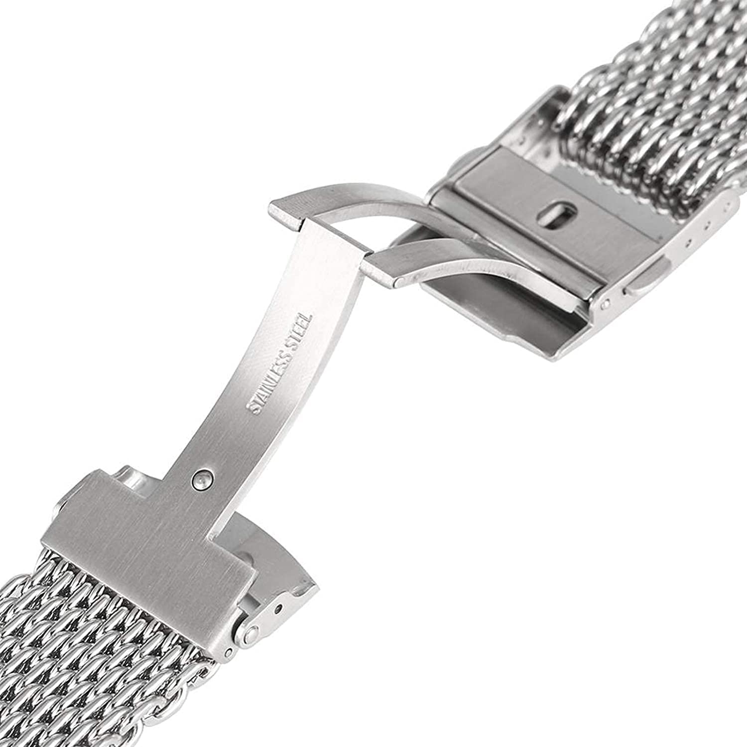 18/20/22mm Strap Mesh Bracelet en acier inoxydable Silver Strap Remplacement + 2 Spring Bars Bracelet