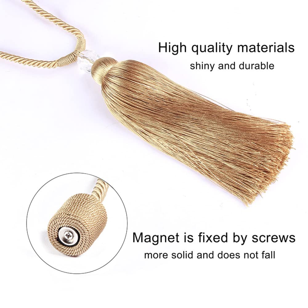 Embrasses de Rideaux magnétiques à Pompons, Boules dorées, décoration d'intérieur, Boucle magnétique, Corde, Accessoires pour Rideaux, 4 pièces,Gold-4pcs
