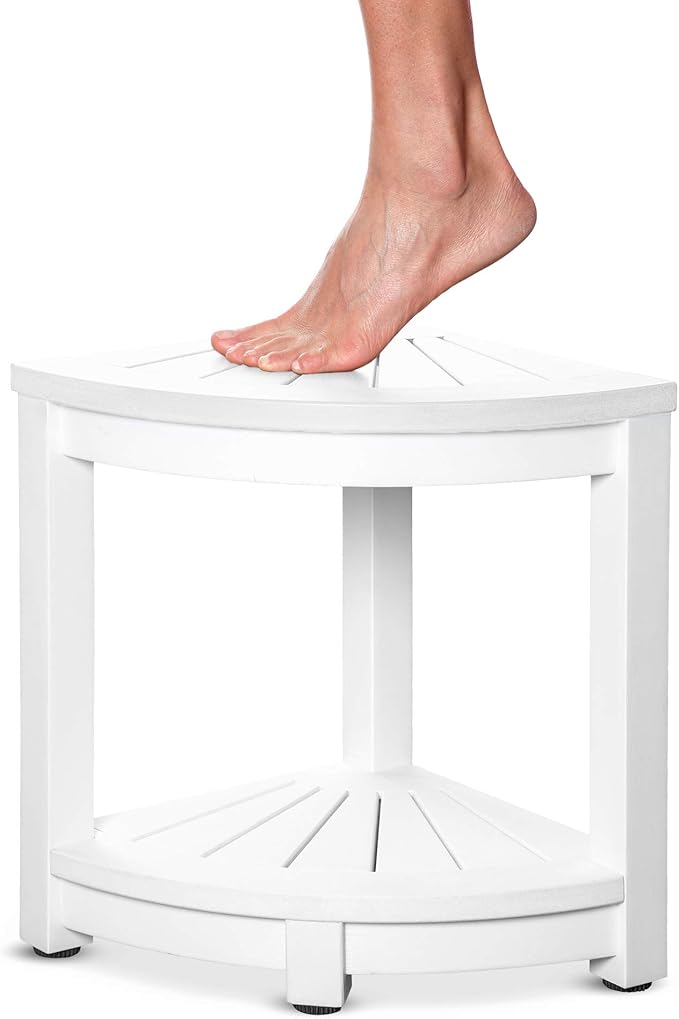 ROHKEX Corner Bench Shower Stool for Shaving Legs Waterproof Shower Stools and