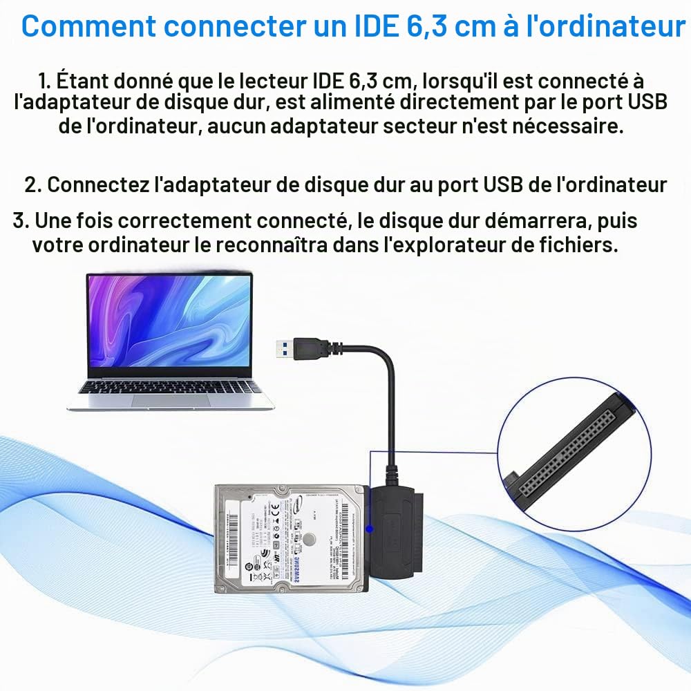 SATA/PATA/IDE drive to USB 2.0 adaptateur convertisseur câble pour disque dur HDD SSD 2,5 "3,5" avec alimentation secteur externe