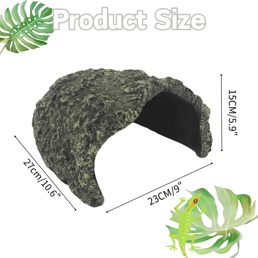 Oversize Reptile Hide Cave, Tortoise Habitat, Aquarium Habitat, Resin Rock Reptile Hideout for Lizard, Gecko, Iguanas,Snakes, Tortoise, Frogs Amphibians